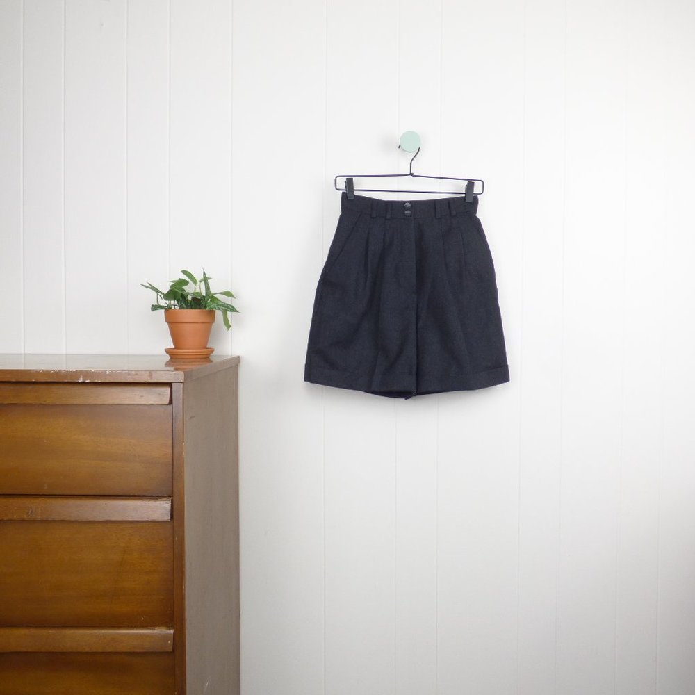 Wool Rafaella Petite High Waisted Pleated Shorts